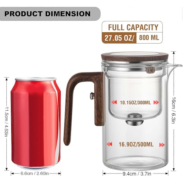 Magnetisk tekanna i glas med vattenseparation för presentförpackning 800 ml