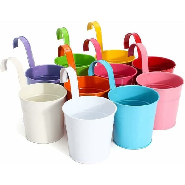 10 stk. metallblomsterpotter for balkong, hengende potter med