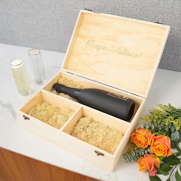 Champagne Gaveeske med Lokk, 2 Stilkfrie Fløyter, Tre Design