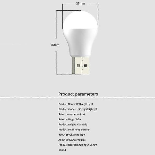 stk USB Plugg Lys Datamaskin Mobil Strøm Lading USB Liten Boklampe LED Øyebeskyttelse Leselys Liten Rund Nattlampe