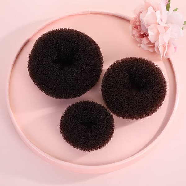 3-delt Donut Hårknold Maker Sæt, Knold Maker til Piger og Kvinder, Brun