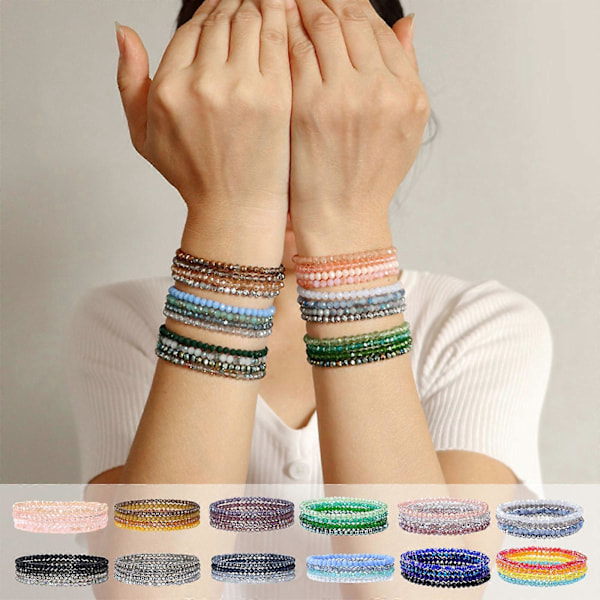 (Lyseblå) Vibrerende Perlearmbåndssæt Strækbart Multilayer Design Fashion Statement Smykketilbehør til Trendy Kvinder lyseblå