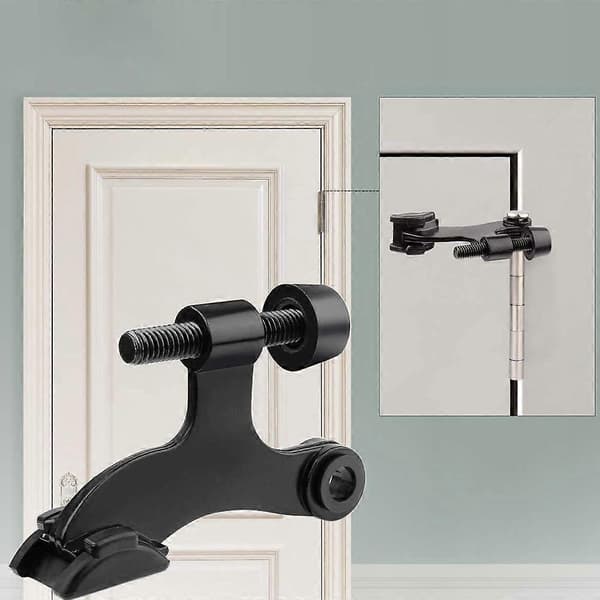 8 Pakning Hengselstift Svart Dørstopper, Justerbar Deluxe Kraftig Dørstopper 2-1/2x1-3/4
