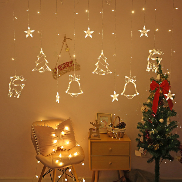 Fönster Fairy Lighting Stjärn-/klockformad hänglampa