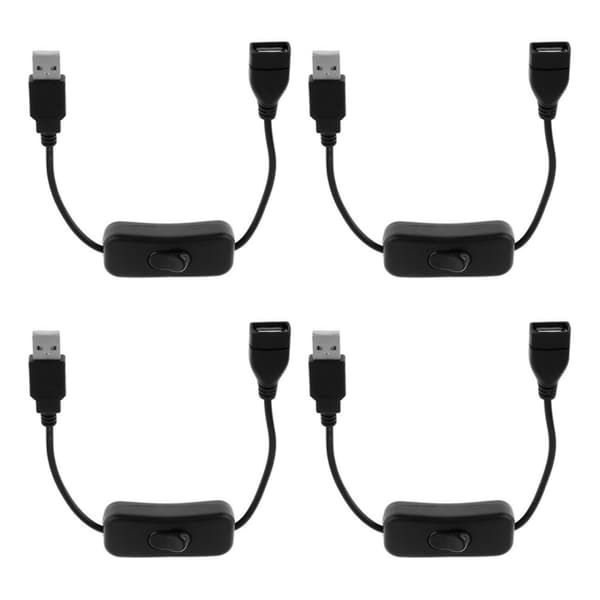 4x USB A uros-naaras jatkojohto virtakytkimellä