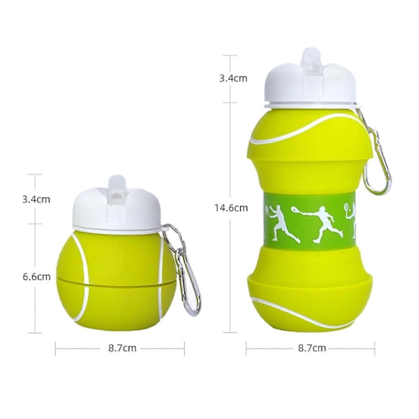 (D)550 ml Sport Silikon Vattenflaska - Dricksflaska för Barn, Flickor och Vuxna Vikbar Kompakt BPA-fri