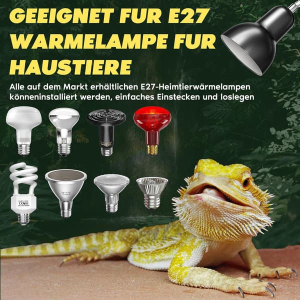 Varmelampe til skildpadder, E27 terrarium varmelampe med timer