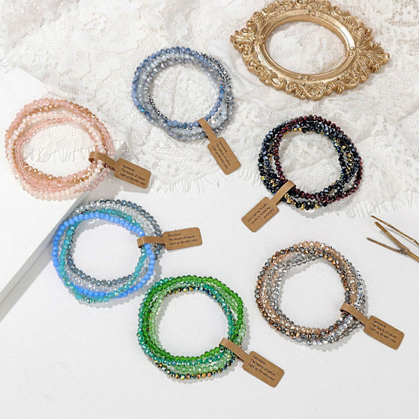 (Lyseblå) Vibrerende Perlearmbåndssæt Strækbart Multilayer Design Fashion Statement Smykketilbehør til Trendy Kvinder lyseblå
