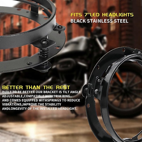 Sort 7\" Monteringsring til Motorcykel/Street Glide Forlygte