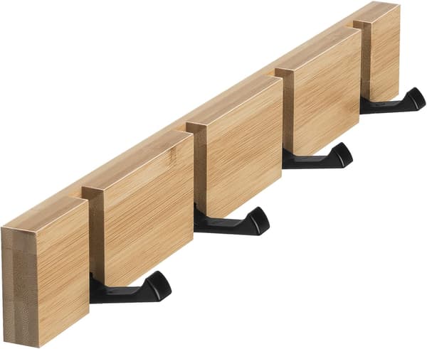 Veggmontert kleskrok, sammenleggbar kleskrok med 4 kroker for hatter, skjerf