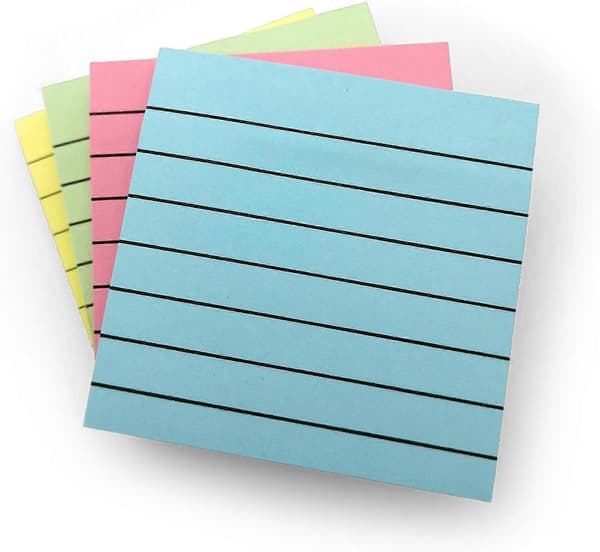 Linede Sticky Notes | Pakke med 4 | 100 Ark pr. Blok