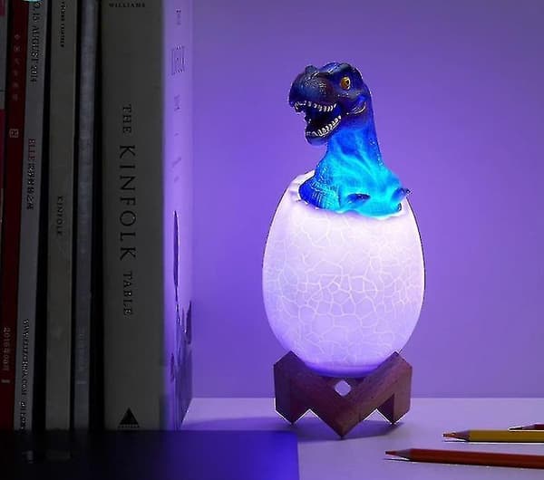 LED nattlampa med 3D-printad sensor Triceratops Ägg nattlampa