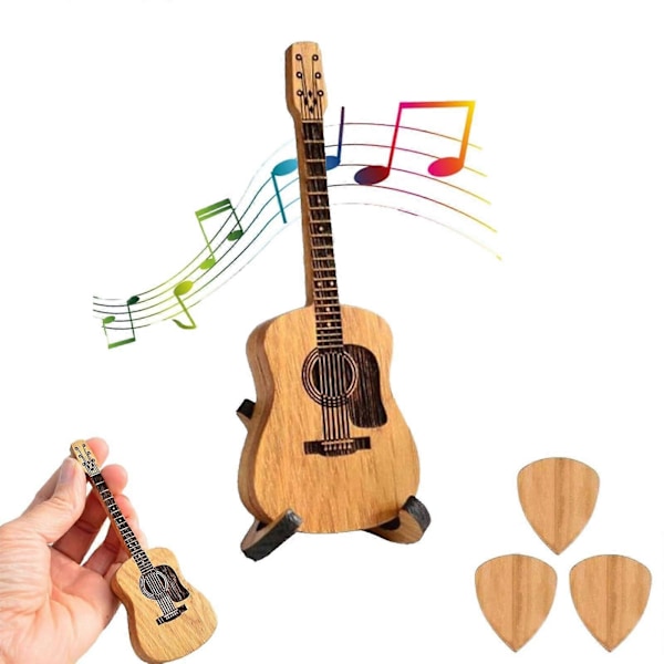 Trälåda för Plektrum till Akustisk Gitarr i Mini Gitarrformad Design