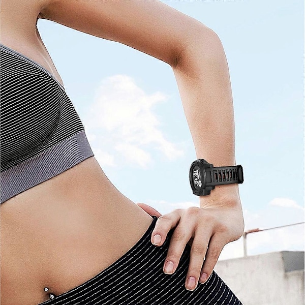 (Svart) Silikon Klokkereim Erstatning for Garmin Instinct Svart