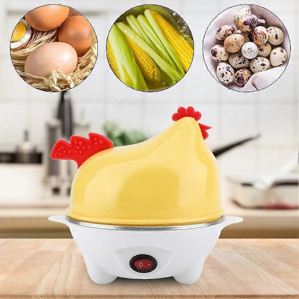 Eggekoker, matlagingsapparat for 1-6 egg, multifunksjonelt kjøkkenverktøy, eggekoker med dampingsplate i rustfritt stål 220V (15 * 16cm)