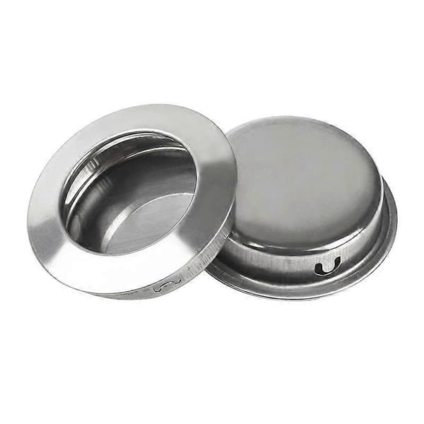 Set med 2 runda infällda handtag, satinfinish stål