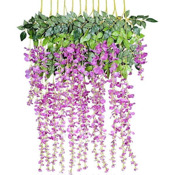 12 stk./lot kunstig blomst dekoration til hjemmet hver buket 110cm kunstige silke Wisteria blomster til bryllupsdekoration hjemme Violet