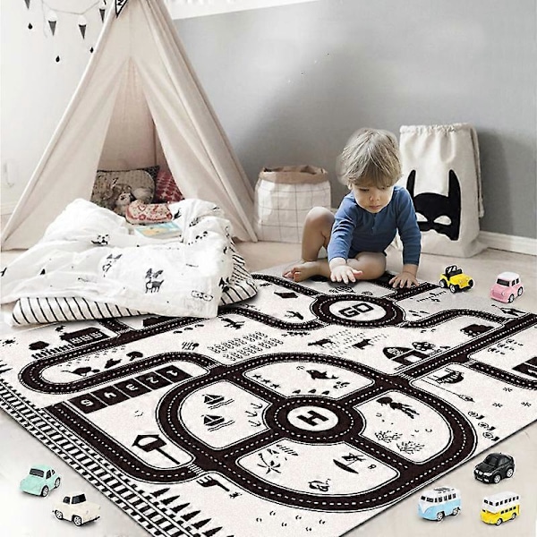 Krypmattor och lekfiltar för barn med bilbanedesign för pojkrum 120x160cm
