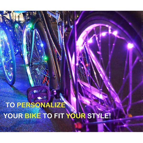 Blå pakke med 4 dæk LED cykelhjul lys med batterier inkluderet! Få 100% mere lys og synlighed fra alle vinkler for ultimativ sikkerhed
