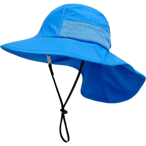 Baby Solhat pige dreng nakkehat beskyttende børn åndbar bucket hat Baby pige Strandhat barn sommerhat blå Størrelse M (2 - 6 år)