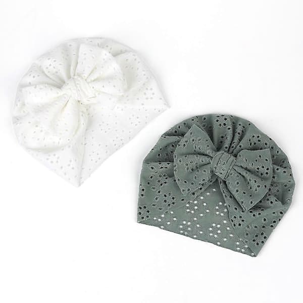 Åndbare Bløde Store Sløjfehatte Beanies Hovedbeklædning til Spædbørn, Småbørn og Børn
