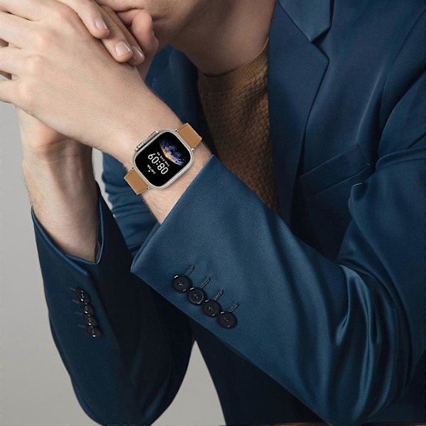 (Camel) Aitoa nahkaa oleva kellon ranneke Apple Watch Ultra 2 Ultra 49mm/ 9 8 7 45mm/ 6 5 4 SE(2023/2022) SE 44mm/ 3 2 1 42mm -kelloille