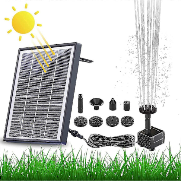 6W aurinkokäyttöinen suihkulähde sisäänrakennetulla 1500 mAh akulla, päivitetty aurinkolammikkopumppu, kelluva aurinkosuihkulähdepumppu 6 suihkutyylillä puutarhaan
