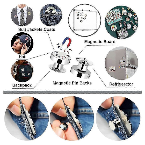 50 Stycken Magnetiska Nålhållare för Emaljnålar, Silver Låsande Nålklämmor, Perfekt Present för Nålsamlare