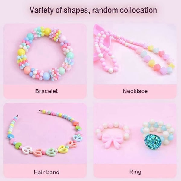 1Kids DIY Perlesæt DIY Armbåndsperler Sæt Børnesmykker Fremstilling DIY Armbånd Halskæder Børn til Fremstilling af Armbånd Halskæder Håndværk