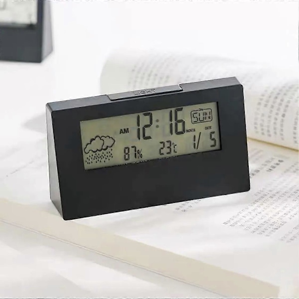 Vit Digital Väckarklocka, Digital Reseväckarklocka, Datum, Kalender, 12/24 Timmars Temperatur Batteridriven Väckarklocka, Snooze-funktion, Digital C