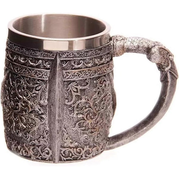 Mugg One Rostfri Stål Dödskalle Ölmugg, Viking Tankard Krigare Dödskalle Mugg, Medeltida Dödskalle Dryckesmugg för Kaffe/Dryck/Juice