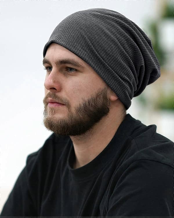 Trendig och stilren mössa av kvalitetsstickat tyg, andningsbar &amp; elastisk skull cap-hatt, grå