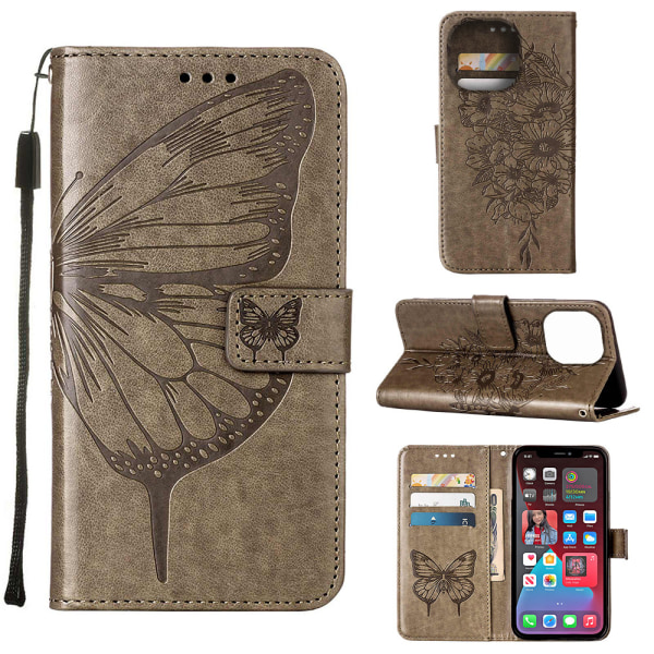 Mobiltelefon Case Hölster Butterfly Wings grå Samsung A03 166