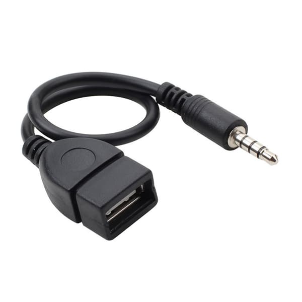 USB-stik, AUX, 3,5 mm stik til lyddata-opladningskabel sort