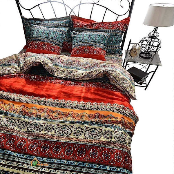 Børstet Bomull Boho Dynetrekk for Seng Full Størrelse