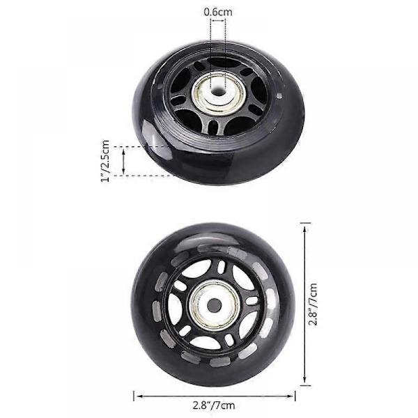 4 Pak Inline Skate Hjul Indendørs/Udendørs Udskiftningshjul med Lejer 70mm, Sort