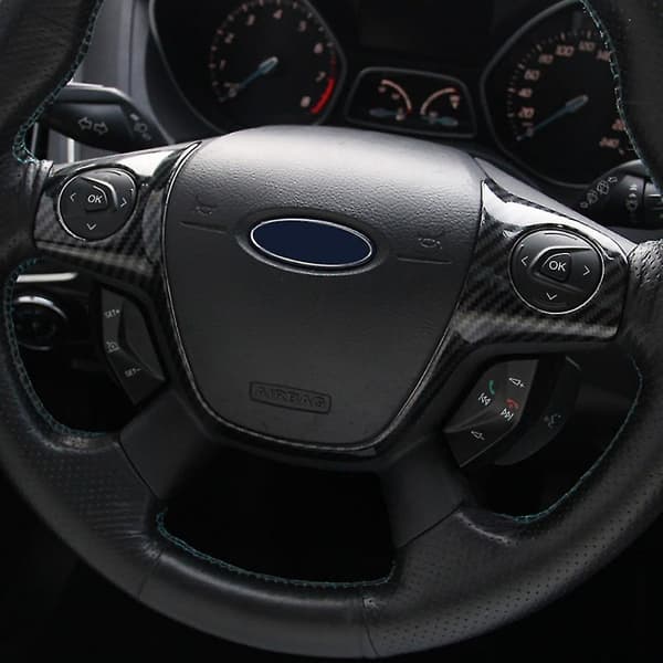 Bil ABS karbonfiber rattdekorasjon kompatibel med Ford Focus 3 Mk3 (2012-2014) Kuga 2013-2015 C-max 2011-2017 Bil