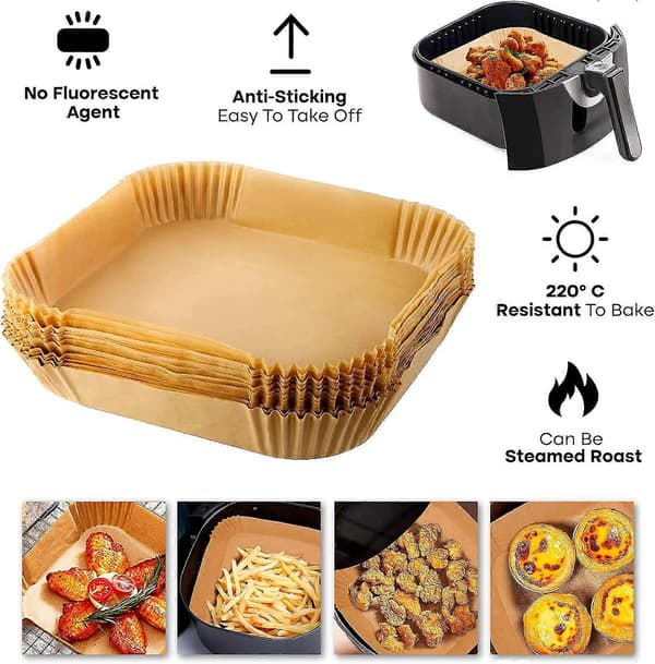 Airfryer-papper engångs kvadratiska airfryer-pappersark 100 st.