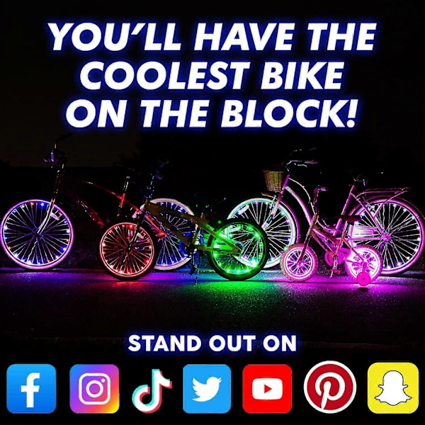 Blå pakke med 4 dæk LED cykelhjul lys med batterier inkluderet! Få 100% mere lys og synlighed fra alle vinkler for ultimativ sikkerhed