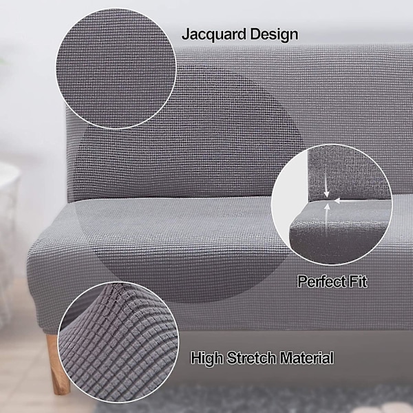 Clic Clac Armless Trekk Elastisk Stretch Sofatrekk Sovesofa Trekk Armløs Sofatrekk (Grå)