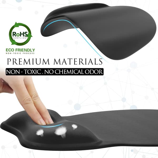 MROCO Ergonomisk Musematte med Gel Håndleddsstøtte, Komfortabel Musematte med Glatt Håndleddsstøtteoverflate og Sklisikker PU-base for Smertelindring, Datamaskin,