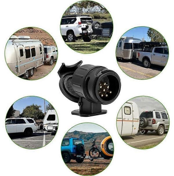 2-pak 13-benet til 7-benet adapter til trailer 13-benet stik til bil-trailer-traktor-campingvogn-cykelholder