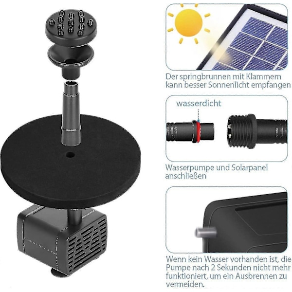 6W Solar Springvand Indbygget 1500 mAh Batteri Opgraderet Solar Dam Pumpe Vandpumpe Solar Flydende Fontæne Pumpe Med 6 Fontænestile Til Have
