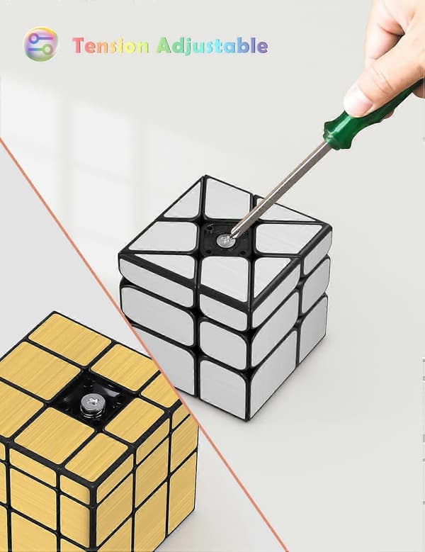 Speed Cube Sett med 2 Gull Speil S Cube, Sølv Windmirror Cube, Uregelmessig Speedcubing 3x3x3 Twisty Box Puslespill