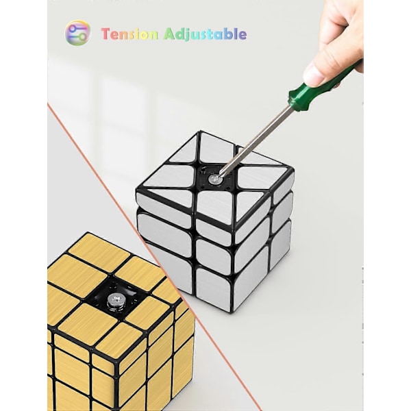Speed Cube -setti, 2 kpl, kultainen peili S -kuutio, hopeinen Windmirror-kuutio, epäsäännöllinen Speedcubing 3x3x3 Twisty Box -pulma