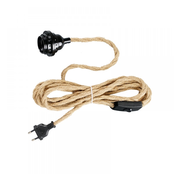 Hamprep Ljuskrona 4,5m Kabel, E27 Sockelströmbrytare med Glödlampskabel, För DIY Lampa Pendellampa Industriell Pendel