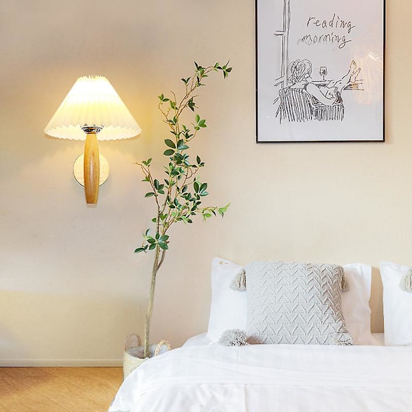 Seinävalaisin pliseeratulla kangasvarjostimella, johdollinen seinävalaisin, pohjoismainen yövalo, japanilaiset vintage-seinävalaisimet makuuhuoneeseen, olohuoneeseen, portaisiin,