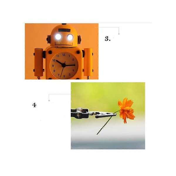 Robot Väckarklocka, Tyst Väckarklocka i Rostfritt Stål med Glitterögon och Svängarm, Barnpresent