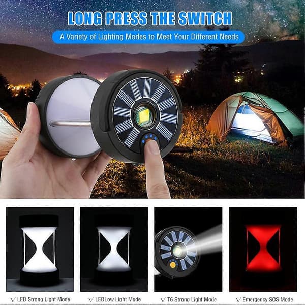 LED Campinglykta USB Uppladdningsbar Campinglykta Utomhus Nödlampa Tältbelysning för Hemresor