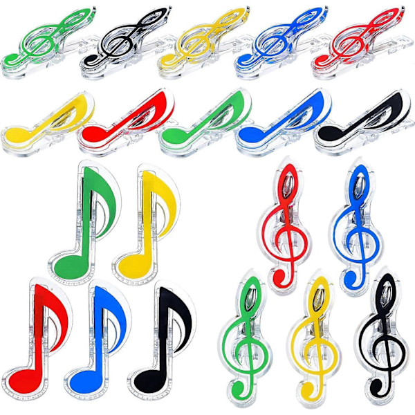 Musikpärmsklämmor, Plastmaterial, Flerfärgad Transparent, 40-pack